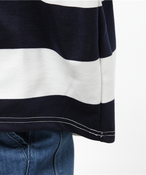 CIAOPANIC（チャオパニック）の「【Ciaopanic】ビッグボーダーオフタートル（Tシャツ/カットソー・レディース・グレー/ネイビー・FREE）」の9枚目の写真