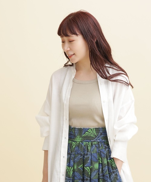 NANO universe(ナノユニバース)の「LB.04/リブタンクトップ(タンクトップ・レディース・ホワイト/ブラック/ベージュ/ライトカーキ・FREE)」の3枚目の写真