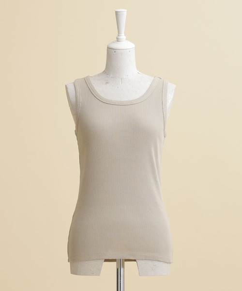 NANO universe(ナノユニバース)の「LB.04/リブタンクトップ(タンクトップ・レディース・ホワイト/ブラック/ベージュ/ライトカーキ・FREE)」の5枚目の写真