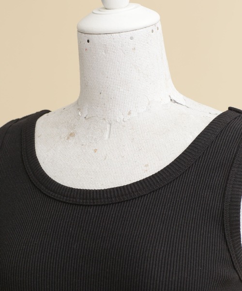 NANO universe(ナノユニバース)の「LB.04/リブタンクトップ(タンクトップ・レディース・ホワイト/ブラック/ベージュ/ライトカーキ・FREE)」の7枚目の写真