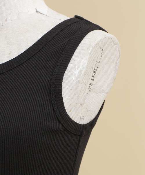 NANO universe(ナノユニバース)の「LB.04/リブタンクトップ(タンクトップ・レディース・ホワイト/ブラック/ベージュ/ライトカーキ・FREE)」の8枚目の写真