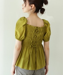 N.（N. Natural Beauty Basic） | ◆コットンローンレースアップシャーリング半袖ブラウス(シャツ/ブラウス)