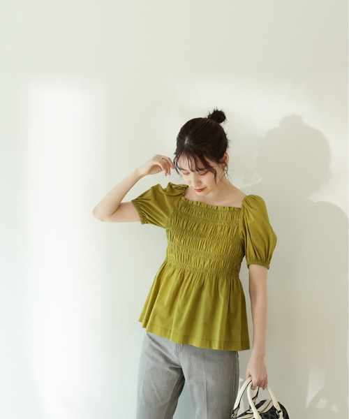 N.(N. Natural Beauty Basic)(エヌエヌナチュラルビューティーベーシック)の「◆コットンローンレースアップシャーリング半袖ブラウス(シャツ/ブラウス・レディース・ブラック/ピンク/イエロー・MEDIUM)」の12枚目の写真