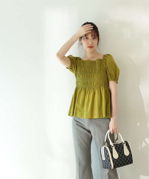 N.(N. Natural Beauty Basic)(エヌエヌナチュラルビューティーベーシック)の「◆コットンローンレースアップシャーリング半袖ブラウス(シャツ/ブラウス・レディース・ブラック/ピンク/イエロー・MEDIUM)」の19枚目の写真