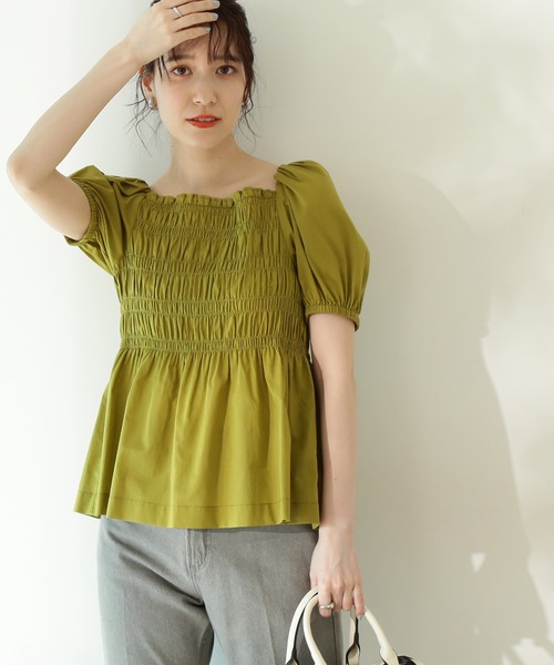 N.(N. Natural Beauty Basic)(エヌエヌナチュラルビューティーベーシック)の「◆コットンローンレースアップシャーリング半袖ブラウス(シャツ/ブラウス・レディース・ブラック/ピンク/イエロー・MEDIUM)」の21枚目の写真