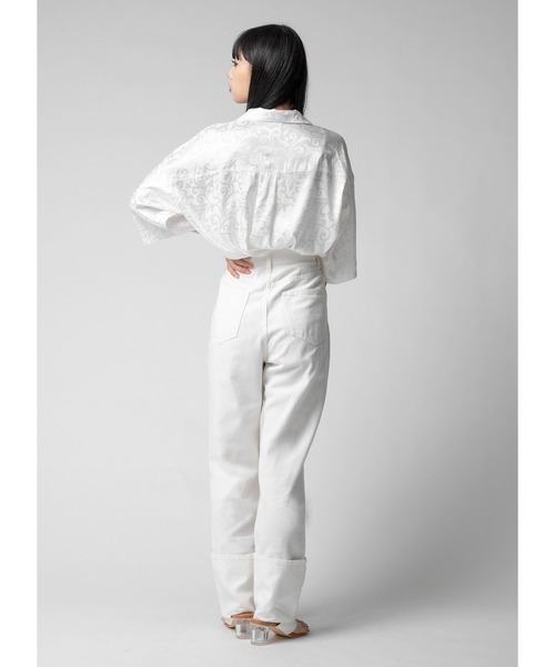 Adoon plain(アドーンプレーン)の「ツヤルーズ柄シャツ / 半袖(シャツ/ブラウス・レディース・ホワイト/ブラック/パープル・FREE)」の8枚目の写真