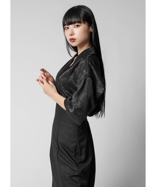 Adoon plain(アドーンプレーン)の「ツヤルーズ柄シャツ / 半袖(シャツ/ブラウス・レディース・ホワイト/ブラック/パープル・FREE)」の14枚目の写真