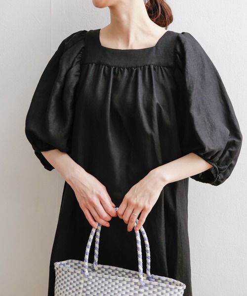 アーバンリサーチドアーズ ボリュームスリーブワンピース ネイビー 上品 セール】ボリュームスリーブワンピース（ワンピース）｜URBAN