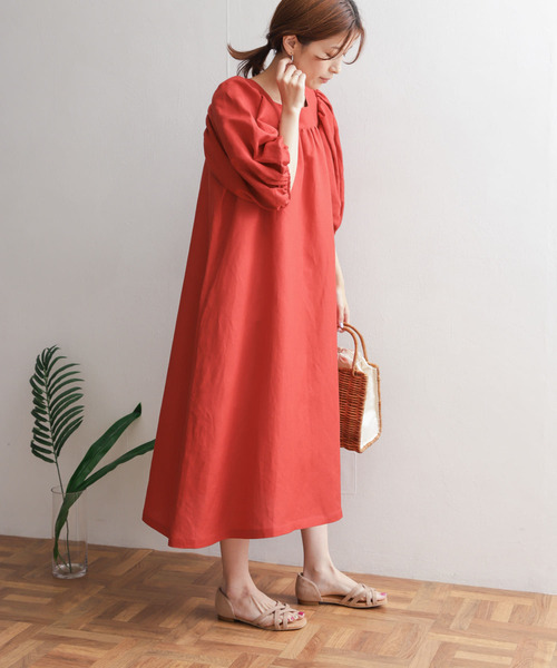 インディーです꒡̈⃝ アドーア ボリュームスリーブリネンシャツワンピース URBAN RESEARCH DOORS（アーバンリサーチドアーズ）の