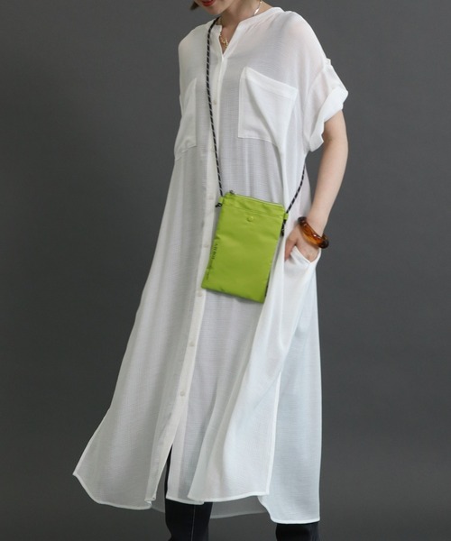 AMERICAN HOLIC（アメリカンホリック）の「Wポケット楊柳シアーワンピース（ワンピース・レディース・ブラック/ミント/オフホワイト/ブラウン・M/L）」の2枚目の写真