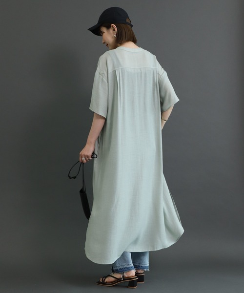 AMERICAN HOLIC（アメリカンホリック）の「Wポケット楊柳シアーワンピース（ワンピース・レディース・ブラック/ミント/オフホワイト/ブラウン・M/L）」の7枚目の写真