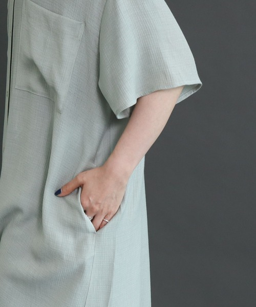 AMERICAN HOLIC（アメリカンホリック）の「Wポケット楊柳シアーワンピース（ワンピース・レディース・ブラック/ミント/オフホワイト/ブラウン・M/L）」の8枚目の写真