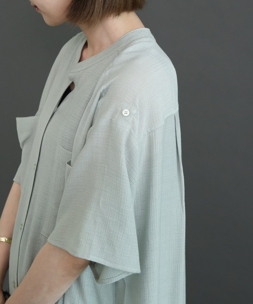 AMERICAN HOLIC（アメリカンホリック）の「Wポケット楊柳シアーワンピース（ワンピース・レディース・ブラック/ミント/オフホワイト/ブラウン・M/L）」の10枚目の写真