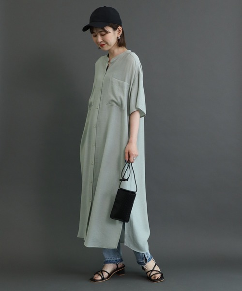 AMERICAN HOLIC（アメリカンホリック）の「Wポケット楊柳シアーワンピース（ワンピース・レディース・ブラック/ミント/オフホワイト/ブラウン・M/L）」の12枚目の写真