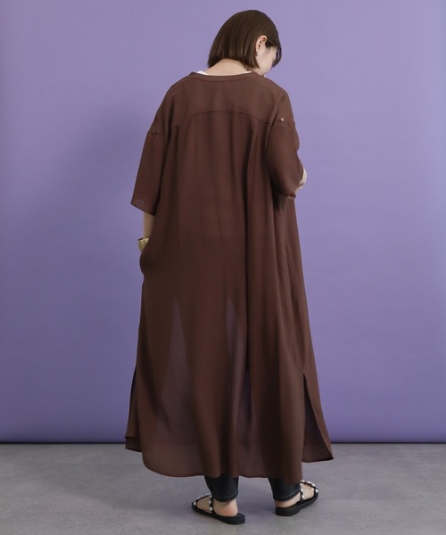 AMERICAN HOLIC（アメリカンホリック）の「Wポケット楊柳シアーワンピース（ワンピース・レディース・ブラック/ミント/オフホワイト/ブラウン・M/L）」の20枚目の写真