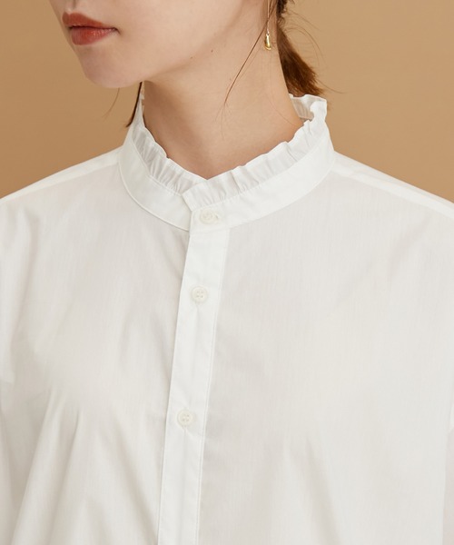 ROPE' PICNIC（ロペピクニック）の「フリルバンドカラーシャツ（シャツ/ブラウス・レディース・ホワイト/ブラック/サックスブルー/ラベンダー・38）」の5枚目の写真