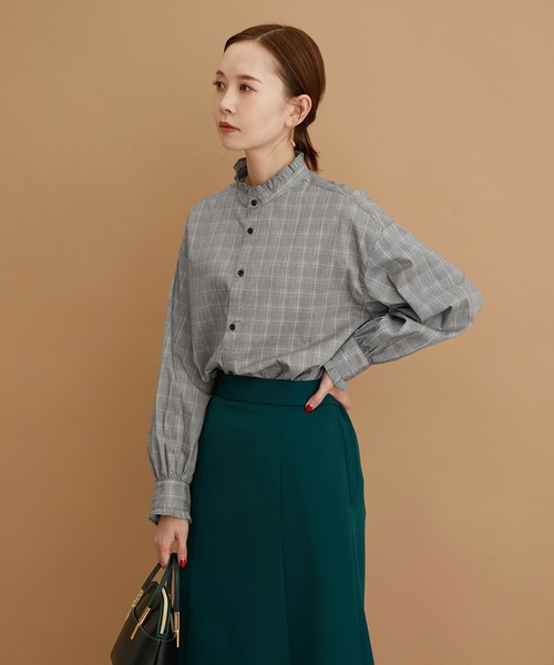 ROPE' PICNIC（ロペピクニック）の「フリルバンドカラーシャツ（シャツ/ブラウス・レディース・ホワイト/ブラック/サックスブルー/ラベンダー・38）」の6枚目の写真