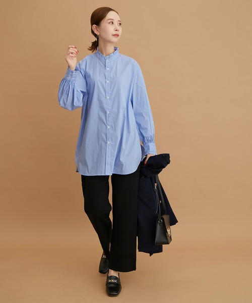 ROPE' PICNIC（ロペピクニック）の「フリルバンドカラーシャツ（シャツ/ブラウス・レディース・ホワイト/ブラック/サックスブルー/ラベンダー・38）」の10枚目の写真