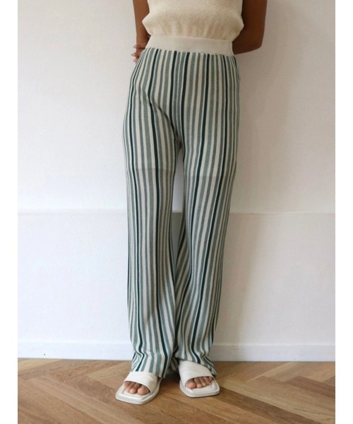 TRUNC（トランクエイティーエイト）の「Random Stripe Straight PT（その他パンツ・レディース・アイボリー/グリーン/ブラック/オレンジ・FREE）」の5枚目の写真