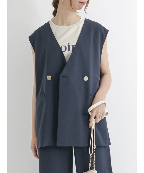 Te chichi TERRASSE（テチチテラス）の「メタルボタンジレ【セットアップ可】（ベスト・レディース・ネイビー/オリーブ/モカ・ﾌﾘ-）」の3枚目の写真