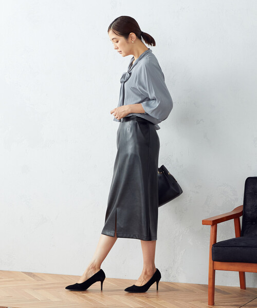 COMME CA ISM（コムサイズム）の「フェイクレザー ロングスカート