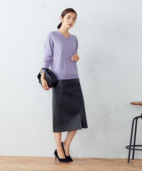 COMME CA ISM（コムサイズム）の「フェイクレザー ロングスカート