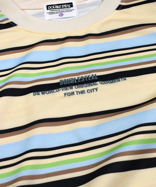 DOUBLE STEAL（ダブルスティール）の「Border L/S TEE 長袖 Tシャツ（Tシャツ/カットソー・メンズ・アイボリー/ブラウン・LARGE/X-LARGE/MEDIUM）」の2枚目の写真