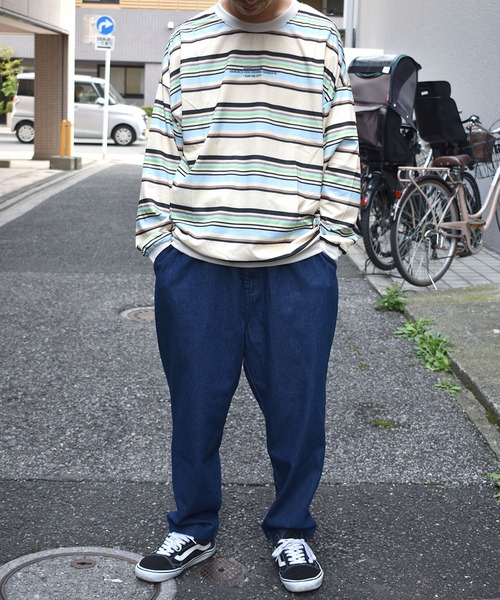 DOUBLE STEAL（ダブルスティール）の「Border L/S TEE 長袖 Tシャツ（Tシャツ/カットソー・メンズ・アイボリー/ブラウン・LARGE/X-LARGE/MEDIUM）」の14枚目の写真