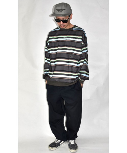 DOUBLE STEAL（ダブルスティール）の「Border L/S TEE 長袖 Tシャツ（Tシャツ/カットソー・メンズ・アイボリー/ブラウン・LARGE/X-LARGE/MEDIUM）」の20枚目の写真