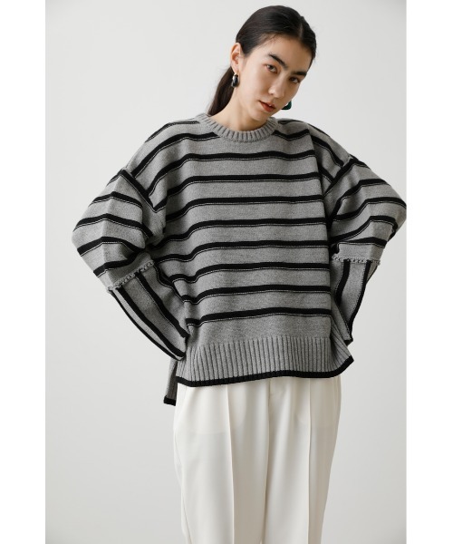 crie conforto(クリーコンフォルト)の「ボーダー切り替えニット(ニット/セーター・レディース・ホワイト/ネイビー/グレー・FREE)」の22枚目の写真