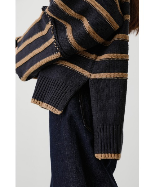 crie conforto(クリーコンフォルト)の「ボーダー切り替えニット(ニット/セーター・レディース・ホワイト/ネイビー/グレー・FREE)」の11枚目の写真