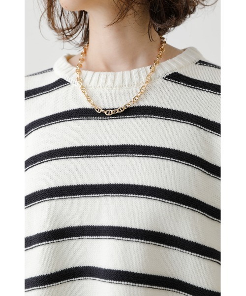 crie conforto(クリーコンフォルト)の「ボーダー切り替えニット(ニット/セーター・レディース・ホワイト/ネイビー/グレー・FREE)」の18枚目の写真