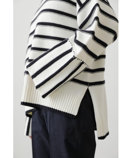 crie conforto(クリーコンフォルト)の「ボーダー切り替えニット(ニット/セーター・レディース・ホワイト/ネイビー/グレー・FREE)」の12枚目の写真