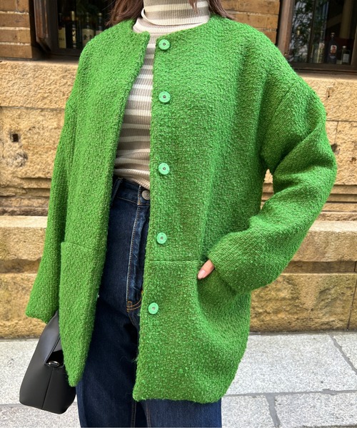 Chez toi（シェトワ）の「ウール混ツイードミドルジャケット（ブルゾン