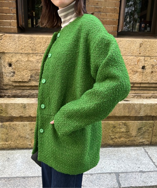 Chez toi（シェトワ）の「ウール混ツイードミドルジャケット（ブルゾン