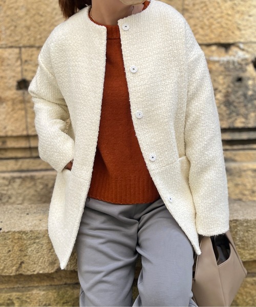 Chez toi（シェトワ）の「ウール混ツイードミドルジャケット（ブルゾン