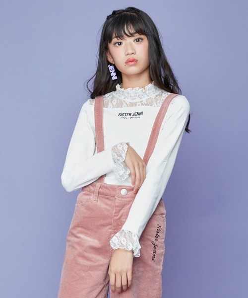 SISTER JENNI（SISTER JENNI）の「レース切替えテレコトップス（Tシャツ/カットソー・キッズ・オフホワイト/ブラック/サックスブルー・150cm/160cm/130cm/140cm）」の2枚目の写真