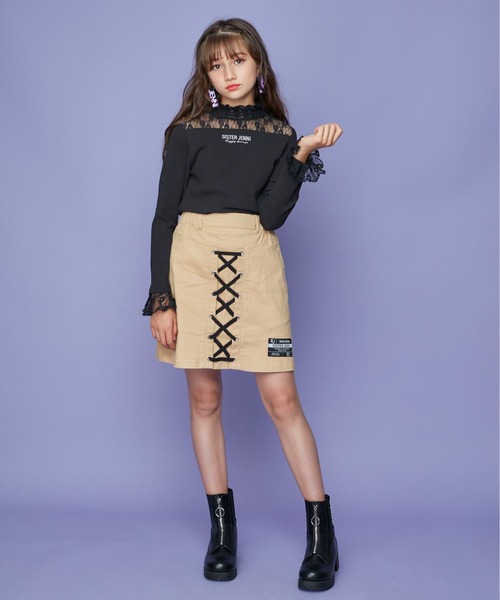SISTER JENNI（SISTER JENNI）の「レース切替えテレコトップス（Tシャツ/カットソー・キッズ・オフホワイト/ブラック/サックスブルー・150cm/160cm/130cm/140cm）」の17枚目の写真