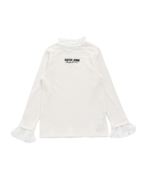 SISTER JENNI（SISTER JENNI）の「レース切替えテレコトップス（Tシャツ/カットソー・キッズ・オフホワイト/ブラック/サックスブルー・150cm/160cm/130cm/140cm）」の4枚目の写真