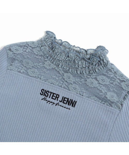 SISTER JENNI（SISTER JENNI）の「レース切替えテレコトップス（Tシャツ/カットソー・キッズ・オフホワイト/ブラック/サックスブルー・150cm/160cm/130cm/140cm）」の10枚目の写真