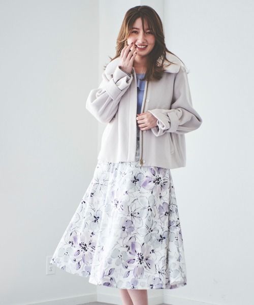 31 Sons de mode（トランテアン　ソン　ドゥ　モード）の「ビジュー付きボリューム襟ショートコート（その他アウター・レディース・ブラック/グレー系その他・38/36）」の10枚目の写真