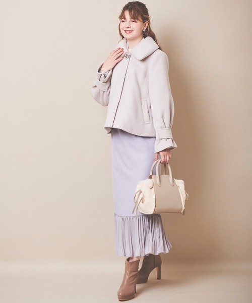 31 Sons de mode（トランテアン　ソン　ドゥ　モード）の「ビジュー付きボリューム襟ショートコート（その他アウター・レディース・ブラック/グレー系その他・38/36）」の20枚目の写真