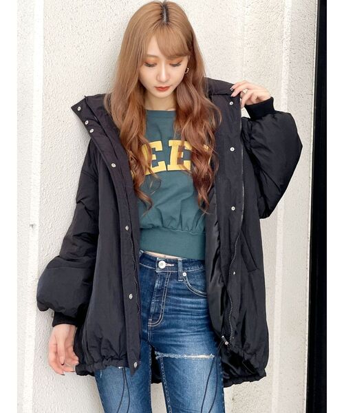 GYDA（ジェイダ）の「ロングパフィブルゾン（ブルゾン・レディース・ブラック/オフホワイト・FREE）」の13枚目の写真