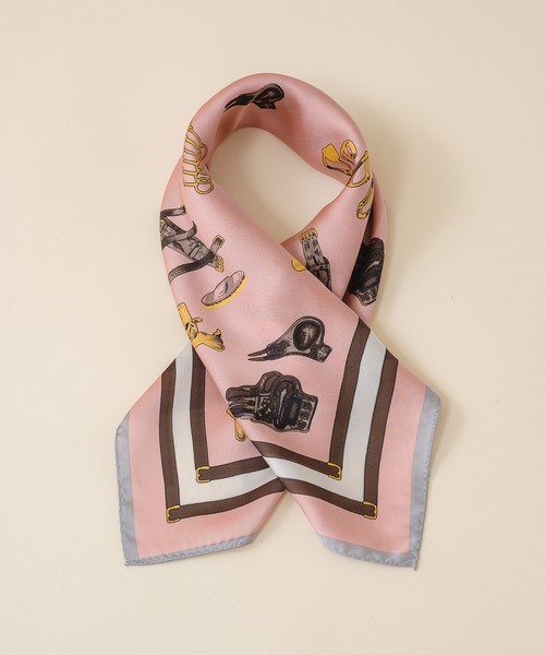 KATHARINE ROSS（キャサリンロス）の「【KATHARINE ROSS】クラシカル馬具柄ミニスカーフ WEB限定（バンダナ/スカーフ・レディース・ピンク/ミント/イエロー/アイボリー・MEDIUM）」の4枚目の写真