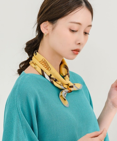 KATHARINE ROSS（キャサリンロス）の「【KATHARINE ROSS】クラシカル馬具柄ミニスカーフ WEB限定（バンダナ/スカーフ・レディース・ピンク/ミント/イエロー/アイボリー・MEDIUM）」の3枚目の写真