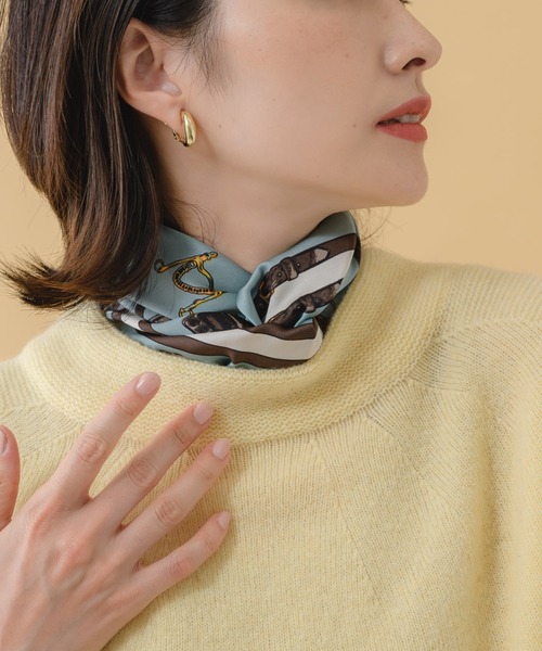KATHARINE ROSS（キャサリンロス）の「【KATHARINE ROSS】クラシカル馬具柄ミニスカーフ WEB限定（バンダナ/スカーフ・レディース・ピンク/ミント/イエロー/アイボリー・MEDIUM）」の2枚目の写真