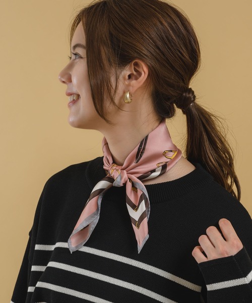KATHARINE ROSS（キャサリンロス）の「【KATHARINE ROSS】クラシカル馬具柄ミニスカーフ WEB限定（バンダナ/スカーフ・レディース・ピンク/ミント/イエロー/アイボリー・MEDIUM）」の9枚目の写真