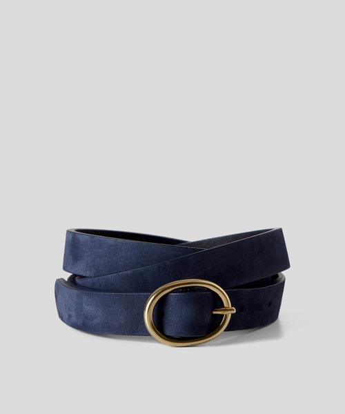 BENETTON (UNITED COLORS OF BENETTON)(ベネトンユナイテッドカラーズオブベネトン)の「イタリア製オーバルバックルスエードレザー細ベルト(ベルト・レディース・ベージュ/ブルー系その他/ブラック・LARGE/MEDIUM/SMALL)」の3枚目の写真