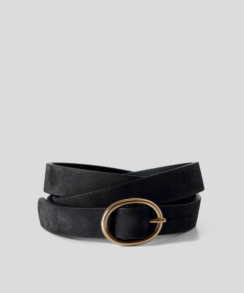 BENETTON (UNITED COLORS OF BENETTON)(ベネトンユナイテッドカラーズオブベネトン)の「イタリア製オーバルバックルスエードレザー細ベルト(ベルト・レディース・ベージュ/ブルー系その他/ブラック・LARGE/MEDIUM/SMALL)」の2枚目の写真