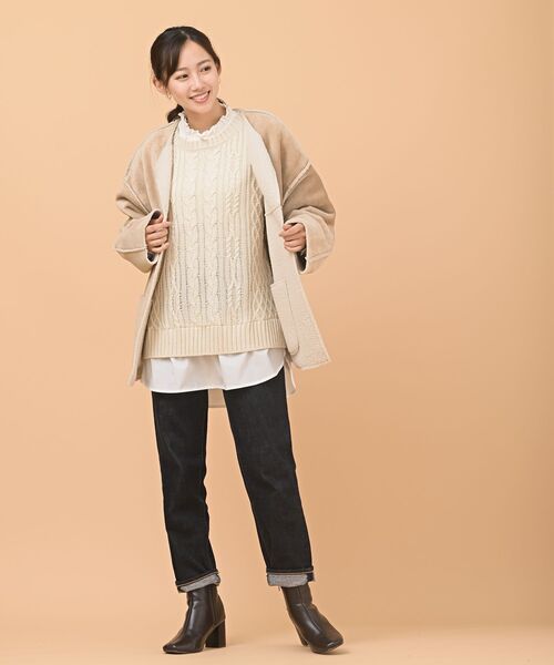 rps(アールピーエス)の「リバーシブルショートコート(その他アウター・レディース・ベージュ/アイボリー/キャメル・M)」の13枚目の写真